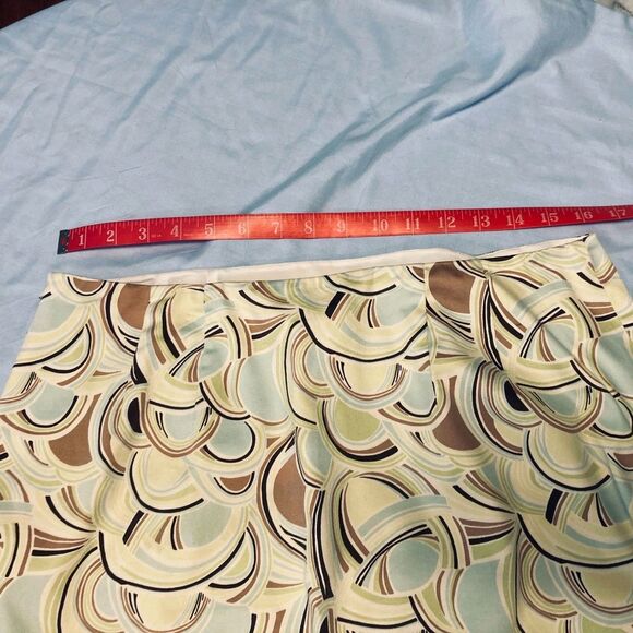 Talbots Skirt Cotton Stretch Geometric Print Pencil Y2K Light Yellow Sz 12 Flaw - Picture 9 of 12